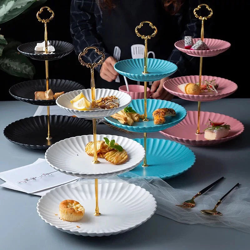 Soporte para plato de pastel de 3 capas, soporte para pastel con mango, soporte de Hardware para hacer fiesta de boda, plato de postre para magdalenas de resina, soporte para servir