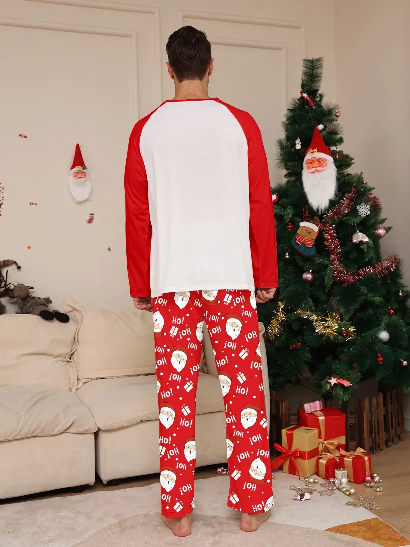 Nuevo pijama navideño con apariencia familiar, estampado de Papá Noel, trajes a juego para madre, padre y niños, traje holgado bonito de 2 piezas, ropa de dormir, ropa de Navidad