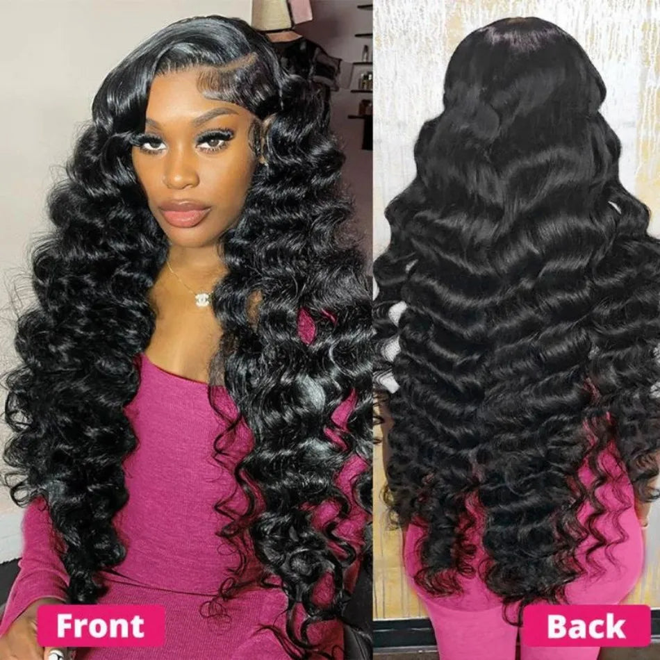 Peluca frontal de encaje HD 13x6 de 40 pulgadas con ondas sueltas y profundas, cabello humano brasileño rizado y ondulado, pre-arrancada para mujer