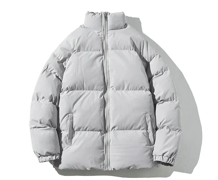 Ropa de calle Harajuku abrigo de invierno cálido para hombre Parka informal de Color sólido con cuello levantado chaqueta de invierno de gran tamaño para mujer
