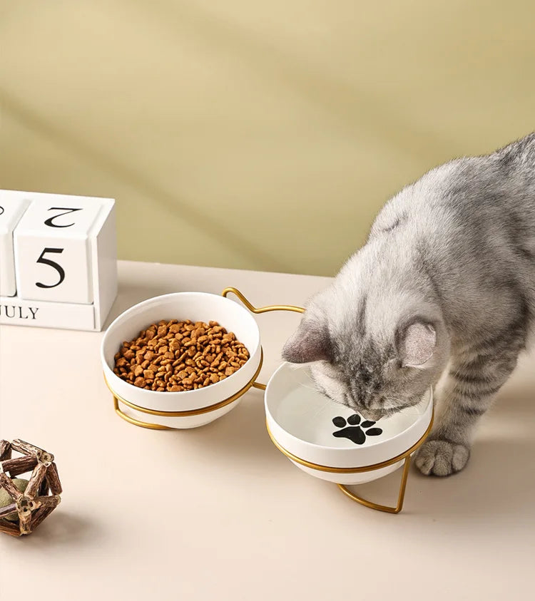 1-3 uds protección Cervical creativa suministros para mascotas tazón doble de cerámica para gatos tazón de cerámica para gatos tazón de comida tazón de comida para perros agua potable tazón de comida