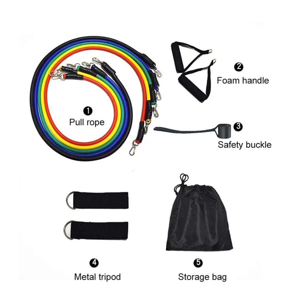 LOOGDEEL 11 unids/set bandas de resistencia Pedal ejercicio entrenamiento corporal entrenamiento mujeres hombres Fitness Yoga tirar cuerda ejercicios tubos de látex