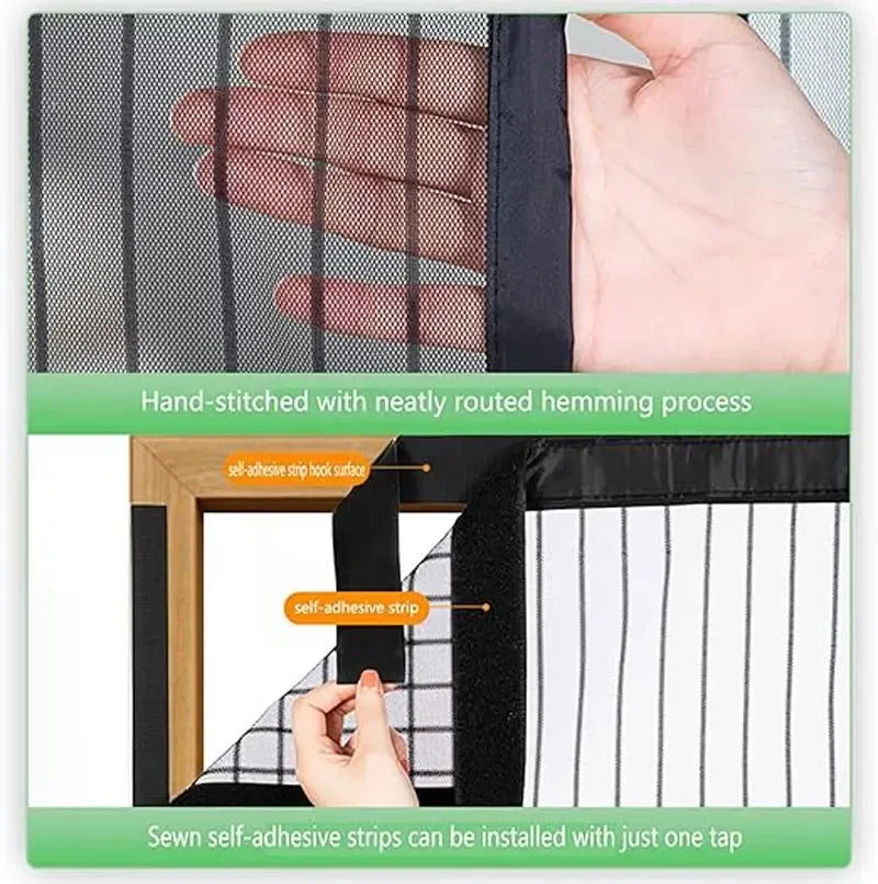 Cortina de malla para puerta con pantalla magnética de alta resistencia, mosquitera, partición manos libres, cortina de puerta a rayas silenciosa, ventilación para dormitorio