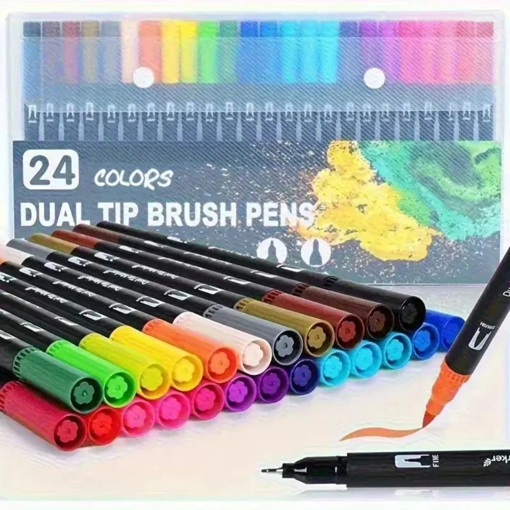 Juego de rotuladores de acuarela de doble punta Vitality - Materiales de arte para pintura y manualidades, con colores brillantes y plástico duradero