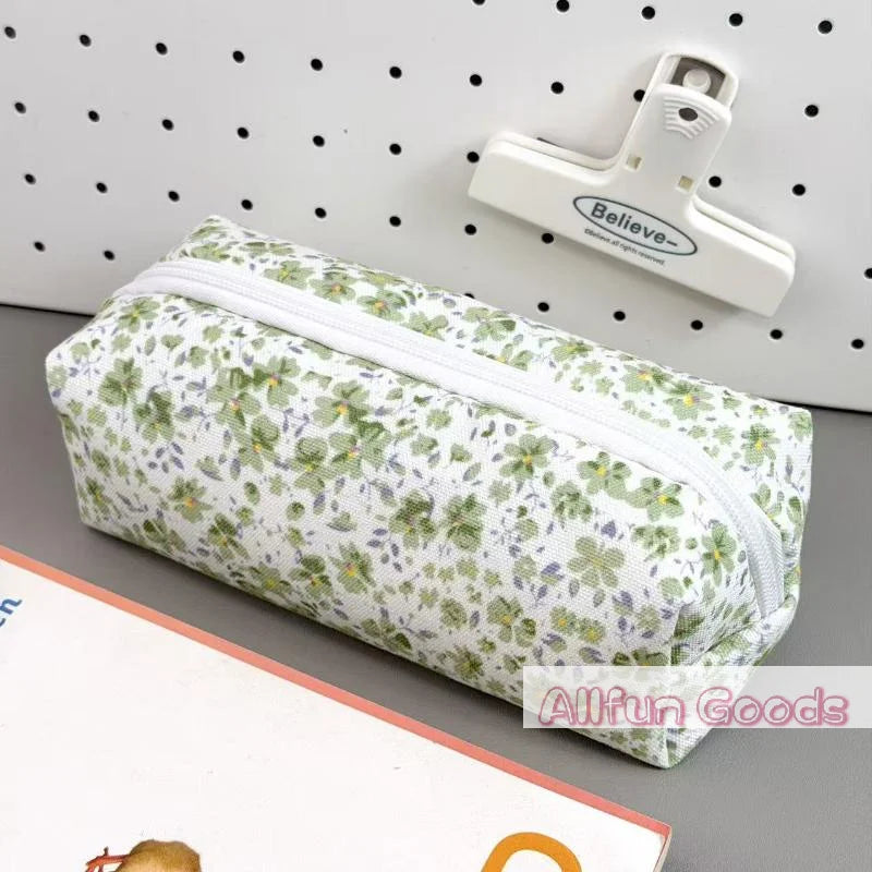 Bolsa de lona con cremallera para lápices, diseño de animales y flores, para la escuela, oficina y uso diario, suministros de papelería para estudiantes