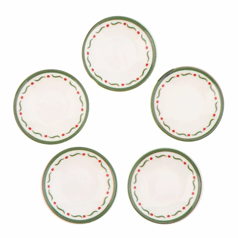 Mini platos para casa de muñecas, modelo de casa de muñecas, decoración de cocina de simulación, accesorios para casa de muñecas, juguetes para juego de imitación, 5 uds., 1/12