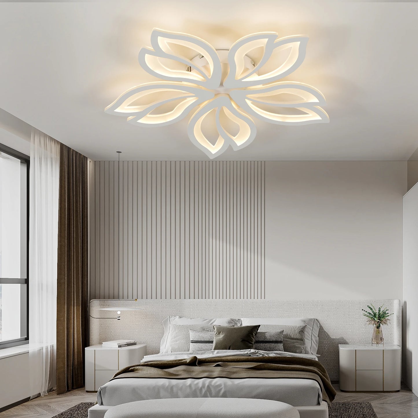 Lámpara de techo LED, lámpara de techo de hojas modernas, montaje empotrado para sala de estar, estudio, comedor, dormitorio