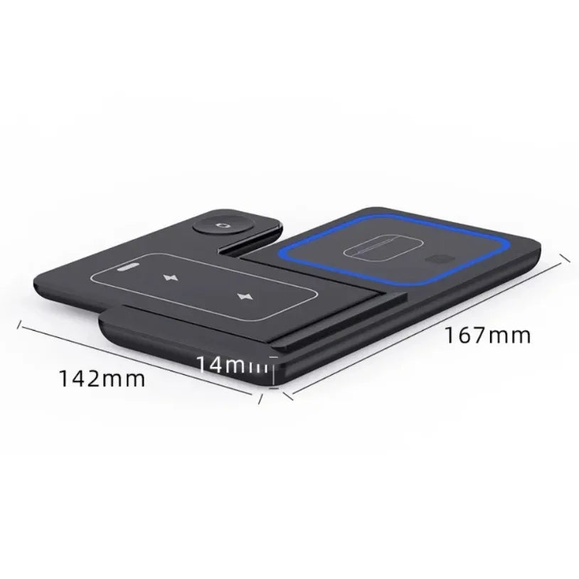 VIKEFON Estación de Carga Inalámbrica Plegable 3 en 1 para iPhone 17-12 Pro Max, iWatch Ultra y Airpods Pro, Base de Carga Rápida
