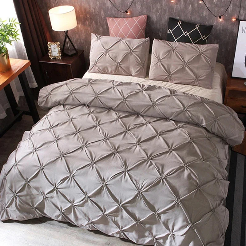 Juego de funda nórdica negra con pliegues pellizcos, ropa de cama de poliéster tamaño King, juegos de cama de lujo para uso doméstico y hotel (sin relleno ni sábana), 2/3 Uds.