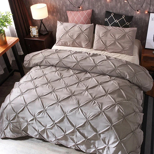 Juego de funda nórdica negra con pliegues pellizcos, ropa de cama de poliéster tamaño King, juegos de cama de lujo para uso doméstico y hotel (sin relleno ni sábana), 2/3 Uds.