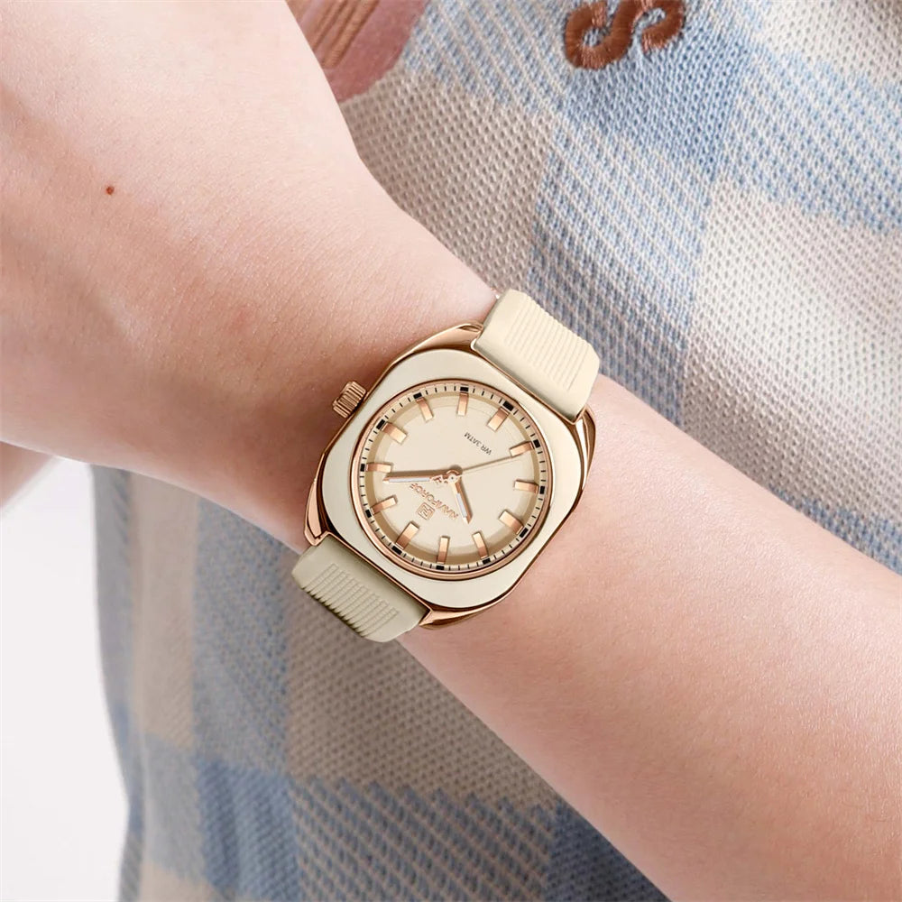 NAVIFORCE, reloj para mujer, marca superior, moda de lujo, reloj de pulsera Original para mujer y niña, pulsera de goma de silicona, reloj informal para mujer 5061