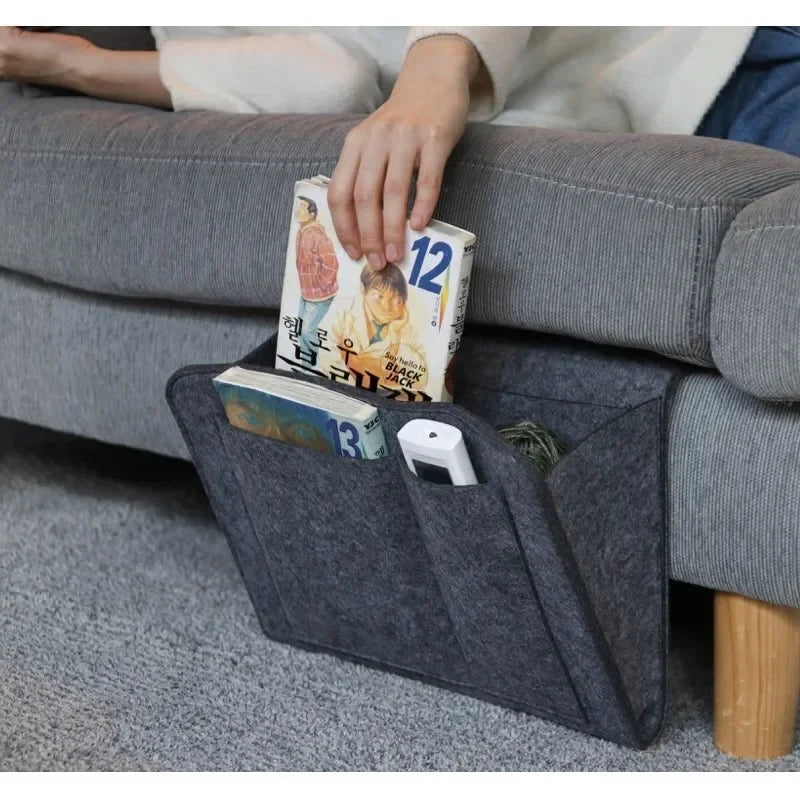 Caja de Almacenamiento Colgante de Fieltro para Dormitorio, Sofá, Alfombra, para Guardar Contenido como CDs, Revistas, Papelería, Blocs de Notas, Teléfonos Móviles y Artículos Diversos