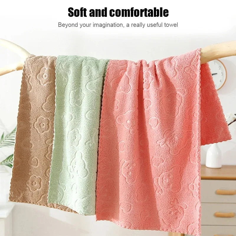 Juego de 5 Toallas de Baño de Felpa de Coral Suave y Absorbente de Secado Rápido, Diseño Divertido y Bonito, Toallas Faciales para el Hogar