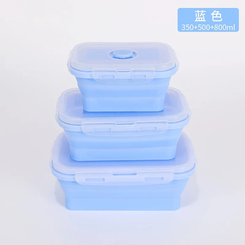 Contenedores plegables de almacenamiento de alimentos de 4PS con tapas y ventilación, juego de contenedores de preparación de comidas plegables de silicona apilables para cocina