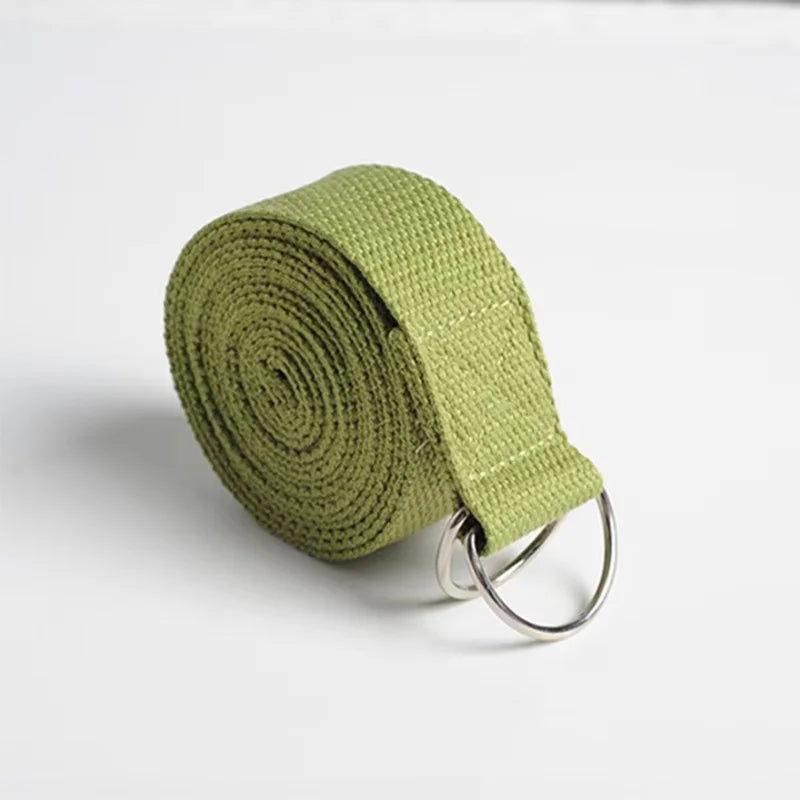 Correa de Yoga de 183x3,8 cm, cinturón de Yoga de algodón para ejercicio, hebilla de anillo en D elástica tejida ajustable, bandas de estiramiento para Fitness, cuerda de Pilates