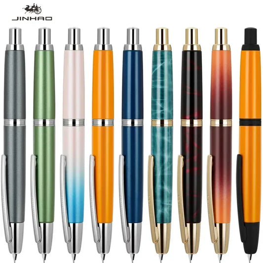 JINHAO 10 pluma estilográfica de prensa, punta retráctil EF/F de Metal con Clip, convertidor de pluma de tinta para escribir, suministros escolares, papelería PK A1 A2