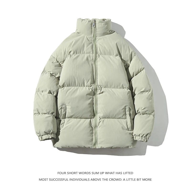 Ropa de calle Harajuku abrigo de invierno cálido para hombre Parka informal de Color sólido con cuello levantado chaqueta de invierno de gran tamaño para mujer