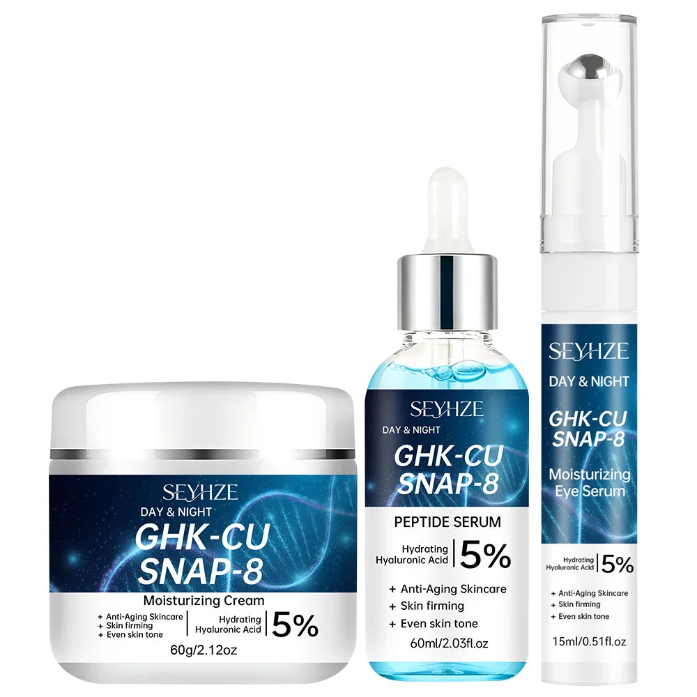 Kit de cuidado facial SEYHZE de 3 piezas con esencia para ojos, crema hidratante y sérum - Reafirmante, unifica el tono de la piel, hidratación profunda