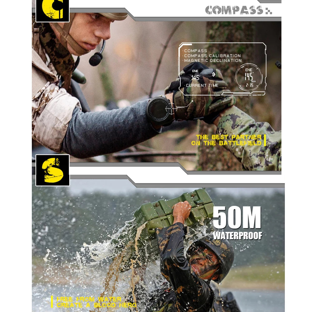 NORTH EDGE-reloj Digital deportivo para hombre, horas para correr, nadar, militar, altímetro, barómetro, brújula, resistente al agua, 50m