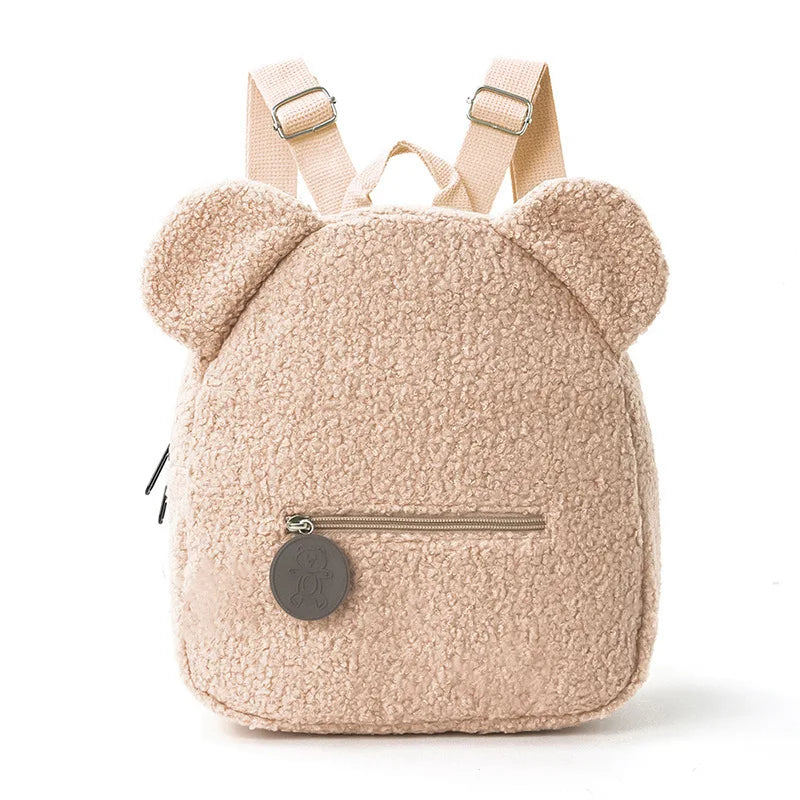 Mochila de felpa para niños, mochilas con orejas de oso a la moda, mochila de dibujos animados para niños, mochila de pana para niñas, regalo para niños