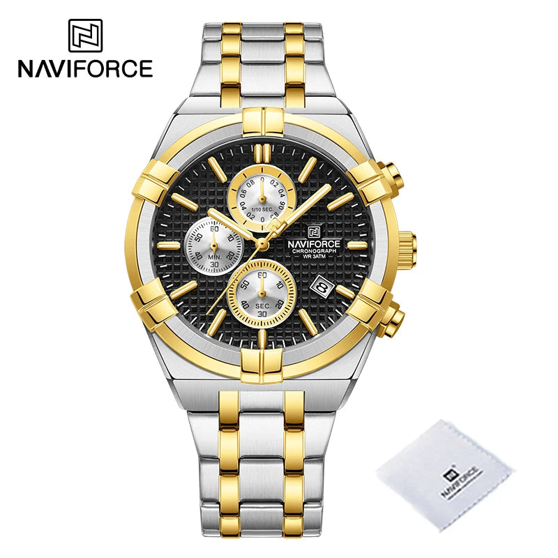 NAVIFORCE relojes originales para hombre, cronógrafo deportivo de cuarzo a la moda, reloj de pulsera para hombre Simple salvaje resistente al agua con pantalla