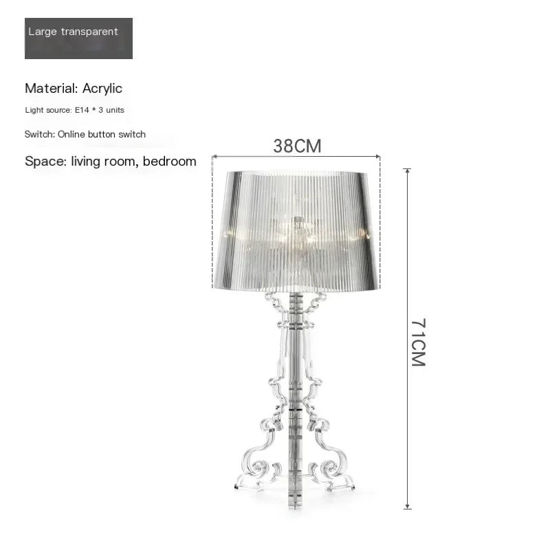 Lámpara de mesa de fantasma barroco blanco transparente de diseñador nórdico, iluminación para sofá, decoración, luz ambiental LED