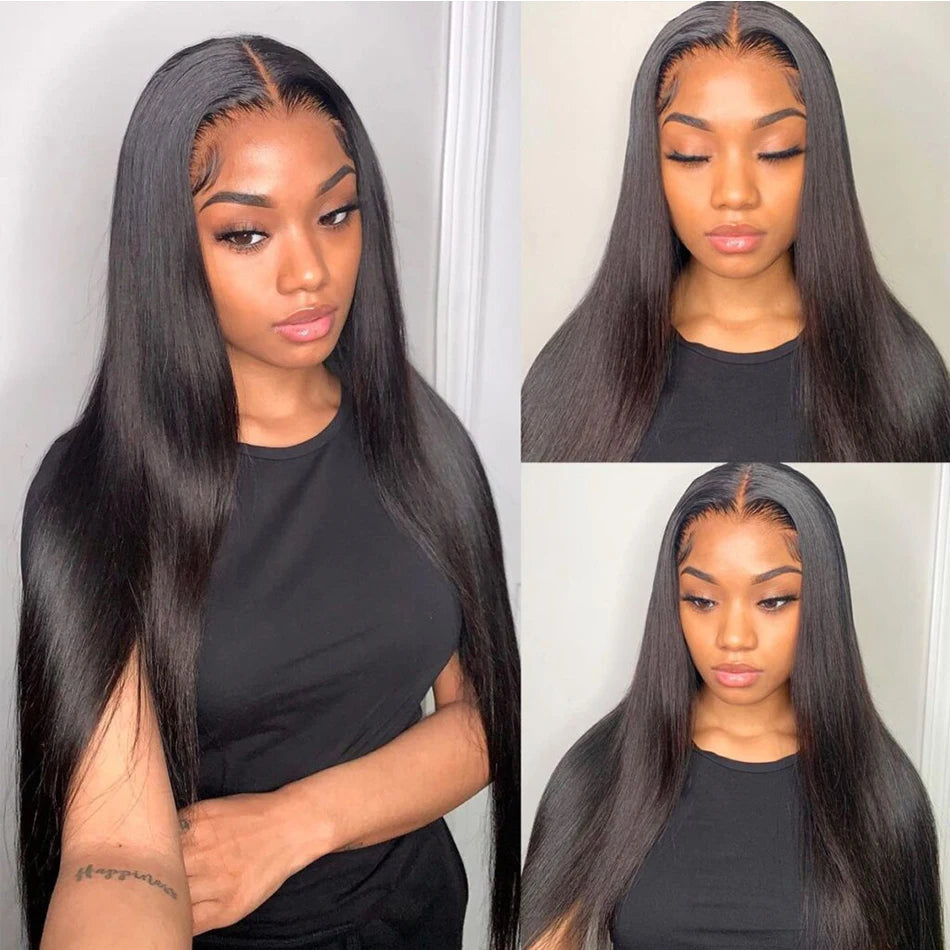 HD Transparent 13x6 Lace Front Human Hair Wigs For Women Pre Plucked Raw Indian Bone Straight Lace Frontal Human Hair Wigs
