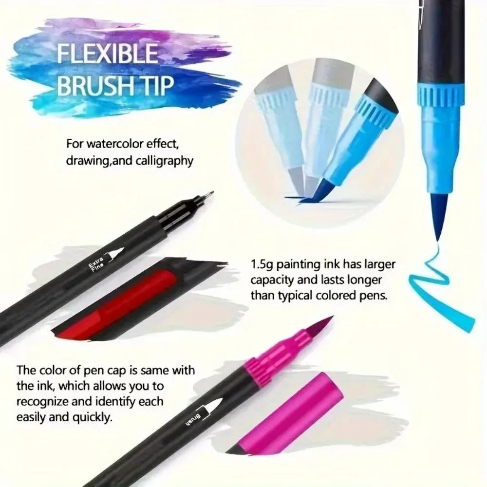 Juego de rotuladores de acuarela de doble punta Vitality - Materiales de arte para pintura y manualidades, con colores brillantes y plástico duradero
