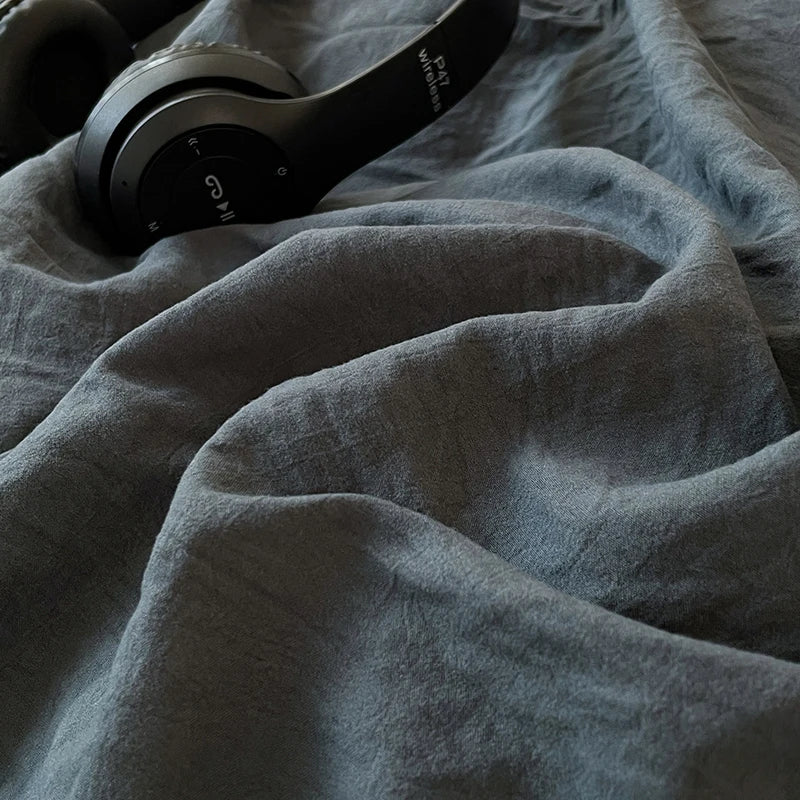 Juegos de fundas de edredón gris oscuro a la moda, fundas de edredón cepilladas, juegos de cama individual doble Queen, funda de almohada para niños, funda de edredón sólida