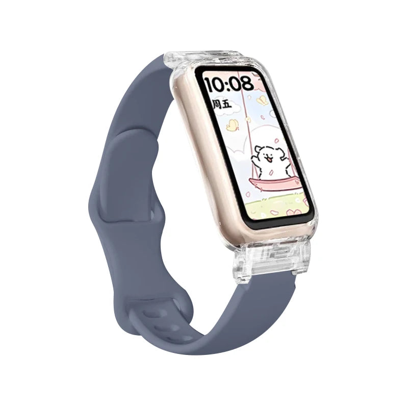 Funda transparente + correa para Huawei Band 10/9/8, accesorios, pulsera deportiva de silicona, correa para Huawei Band 10 9 NFC/8 NFC