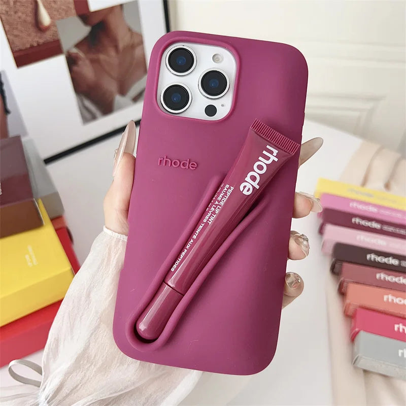 Funda para iPhone 17 16E 16 12 13 14 15 11 Pro Max Plus con diseño de brillo labial de vainilla, espresso y frambuesa Autumn Ribbon Toast