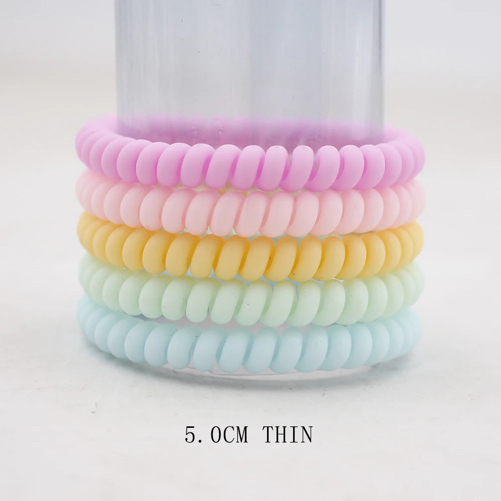 Banda elástica para el cabello, banda para el pelo con cable en espiral esmerilado, lazo para el pelo, Goma elástica para la cabeza, color liso mate, 5 unidades por juego, nueva moda