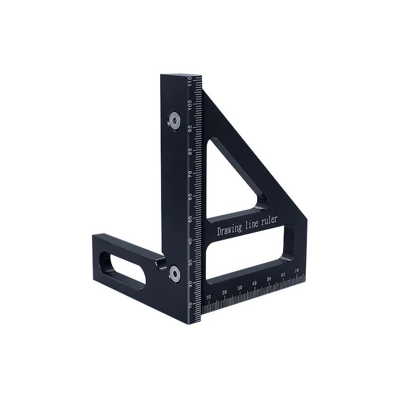 Transportador cuadrado de carpintero, regla triangular de inglete de aluminio, multiángulo 3D, regla de medición de diseño de 45/90 grados