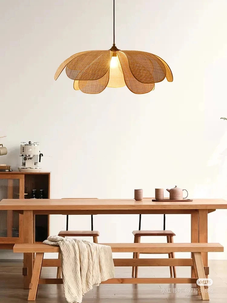 Lámparas de techo, lámpara colgante de ratán con forma de flor, lámpara colgante de ratán tejido para sala de estar, comedor, casa de huéspedes, decoración del hogar