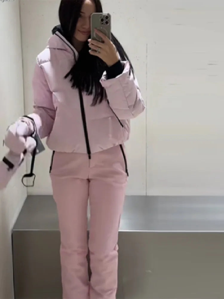 Chaqueta corta de algodón con capucha y cremallera para mujer, abrigo grueso y cálido de manga larga, pantalón deportivo largo y cómodo, conjunto deportivo para señora nueva 2025