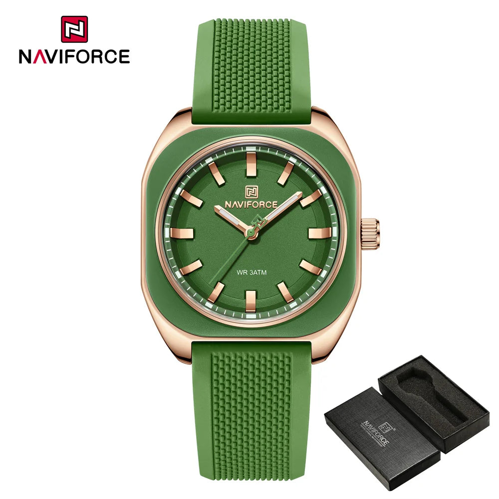 NAVIFORCE, reloj para mujer, marca superior, moda de lujo, reloj de pulsera Original para mujer y niña, pulsera de goma de silicona, reloj informal para mujer 5061