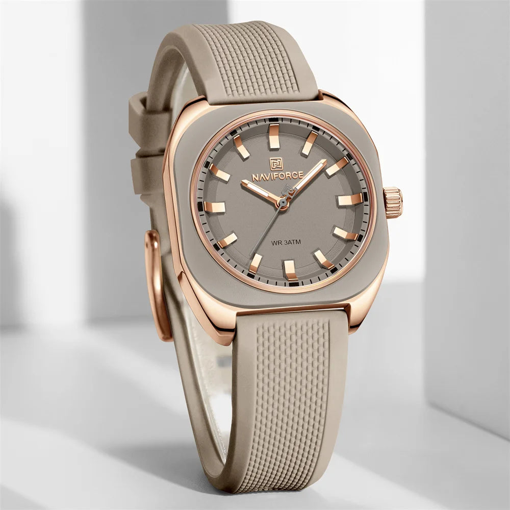 NAVIFORCE, reloj para mujer, marca superior, moda de lujo, reloj de pulsera Original para mujer y niña, pulsera de goma de silicona, reloj informal para mujer 5061