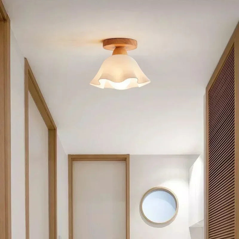 Lámpara de techo de troncos nórdica, porche, guardarropa, ventanal, salón, balcón, lámpara de madera japonesa, lámpara de entrada para pasillo