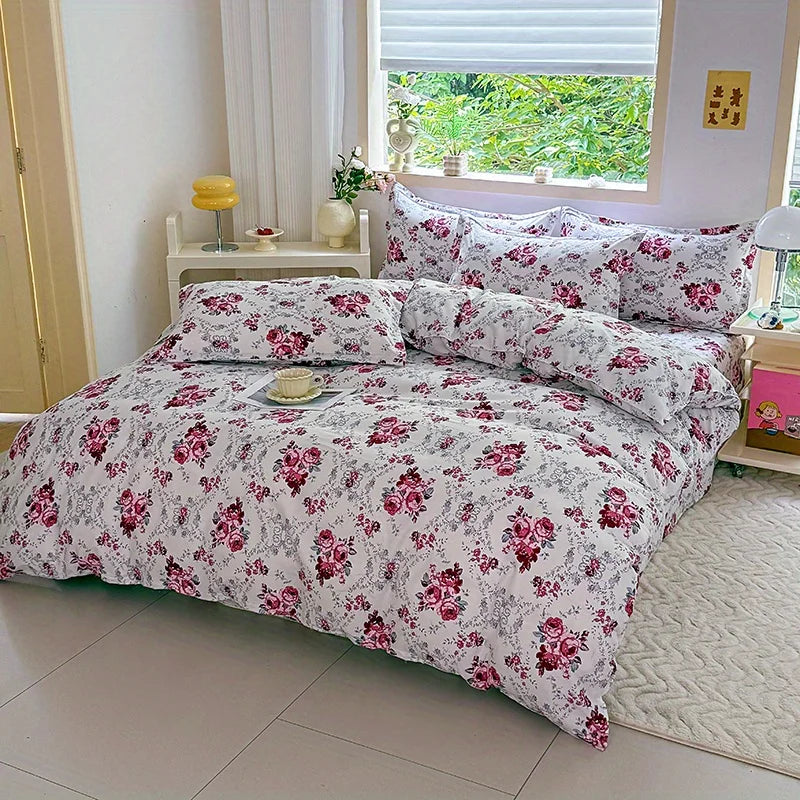 Juego de funda nórdica de 3 piezas con 2 fundas de almohada, poliéster transpirable, lavable a máquina, cierre de cremallera