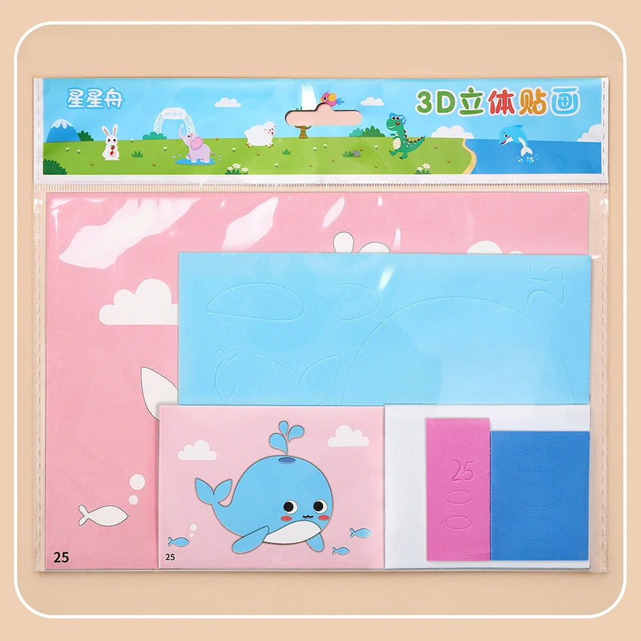 6 unids/set 3D pegatina de espuma EVA DIY rompecabezas de animales de princesa de dibujos animados para niños estilos multipatrones juguetes para niños regalo