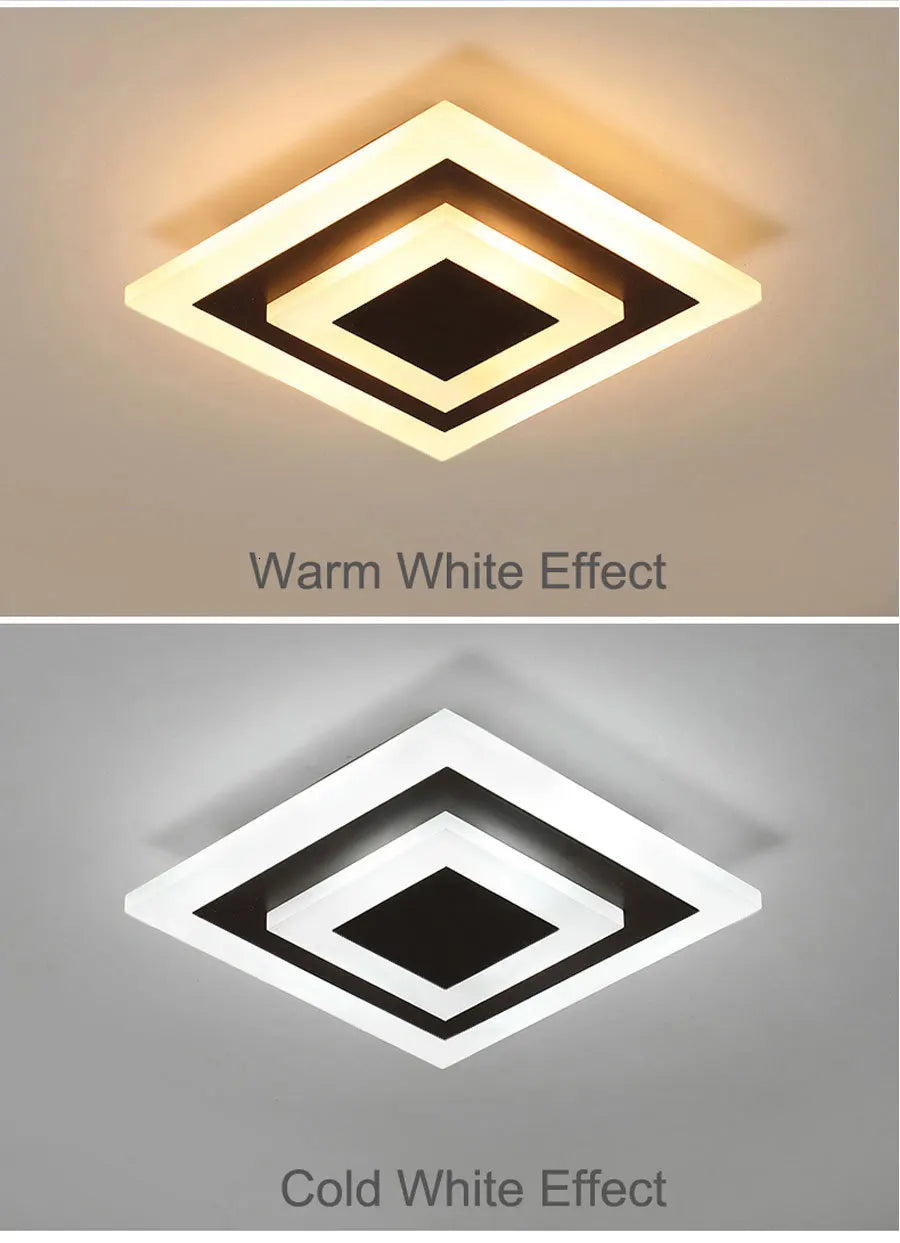 Luz de techo LED moderna para lámparas de pasillo, baño, sala de estar, balcón, iluminación cuadrada redonda, accesorios decorativos para el hogar, envío directo