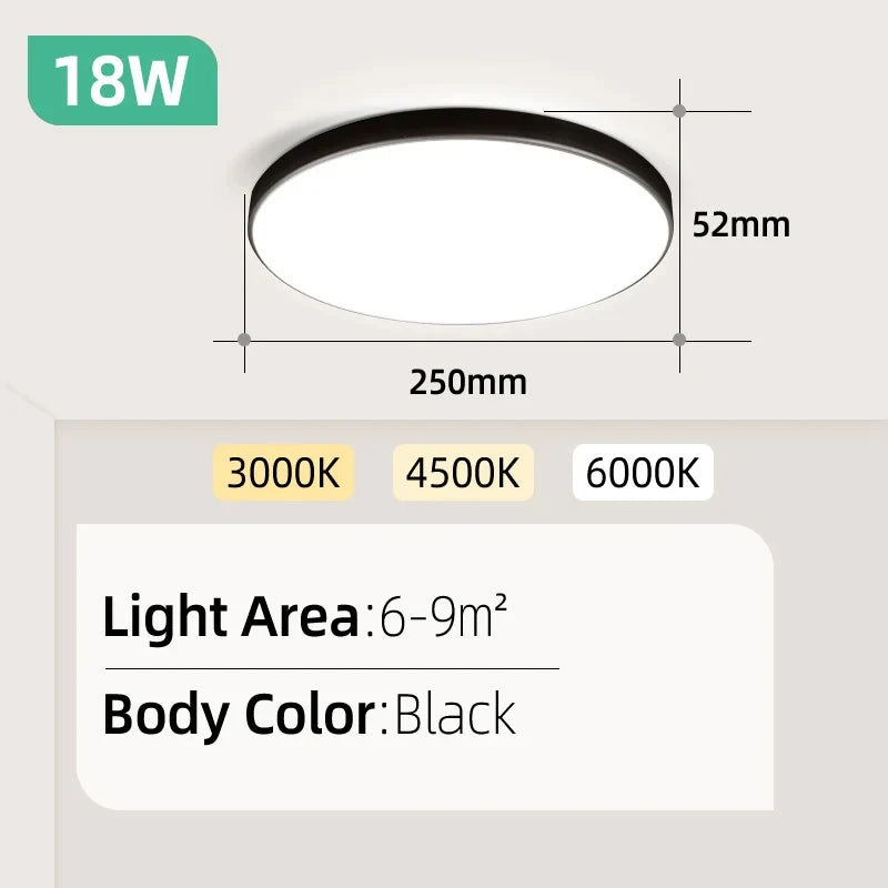Lámpara de techo Led 110-265V Panel ultrafino luz Led para sala de estar dormitorio iluminación interior 20W 30W luces de techo redondas cuadradas