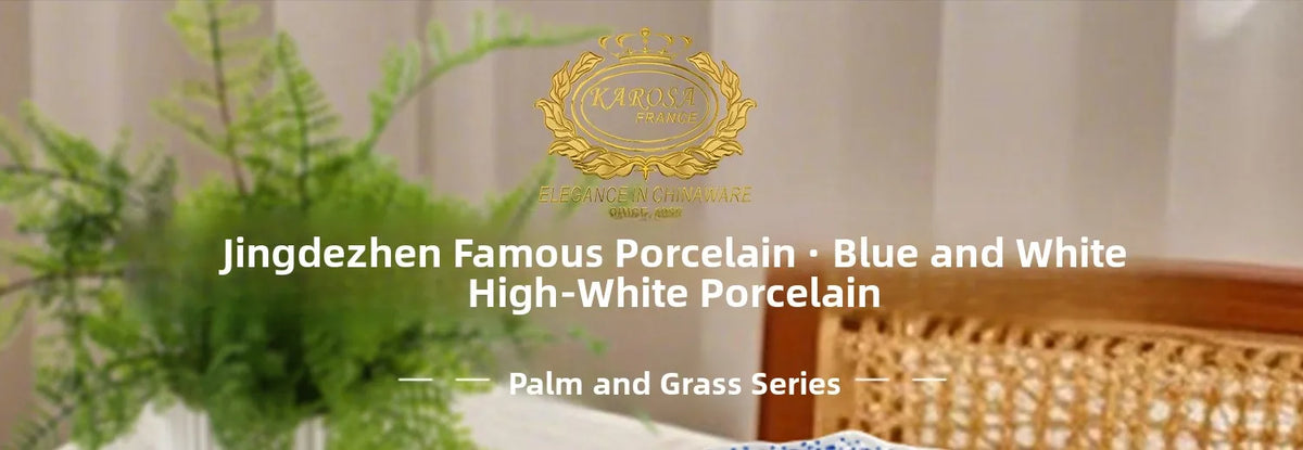 Juego de vajilla de porcelana blanca de Jingdezhen con diseño de hierba Tang azul y blanca, plato llano para uso doméstico, t...