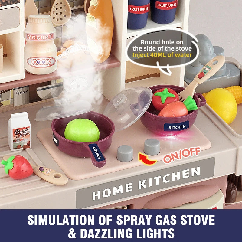Juego de Cocina para Niños, Juguete de Simulación de Cocina con Vapor y Luces para Juego de Imitación