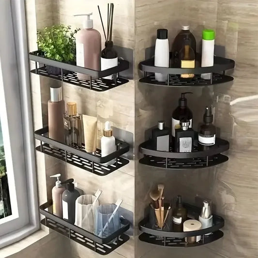 Badezimmer-Aufbewahrungsregal, bohrfreies Wandmontage-Eckregal, Duschablage
