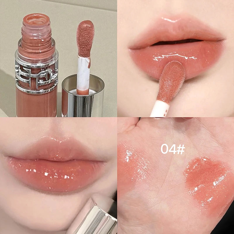 Brillo Labial Efecto Espejo, Resistente al Agua y de Larga Duración, No se Pega a la Taza, Textura Sedosa, Efecto de Maquillaje Natural