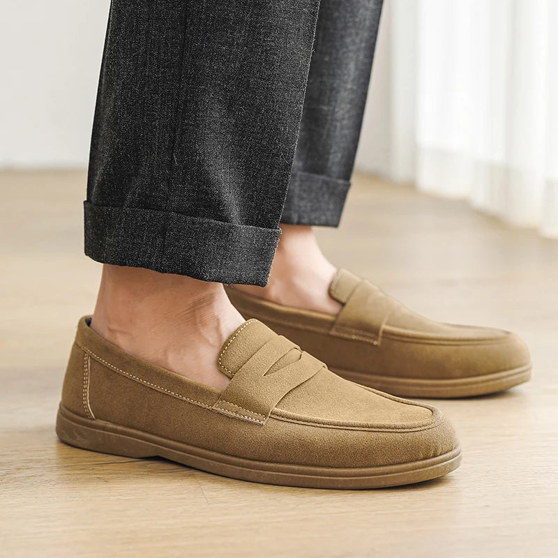 Gran oferta de mocasines sin cordones para hombre, ligeros, transpirables, cómodos, planos para exteriores, suela suave antideslizante, zapatos informales para caminar a diario