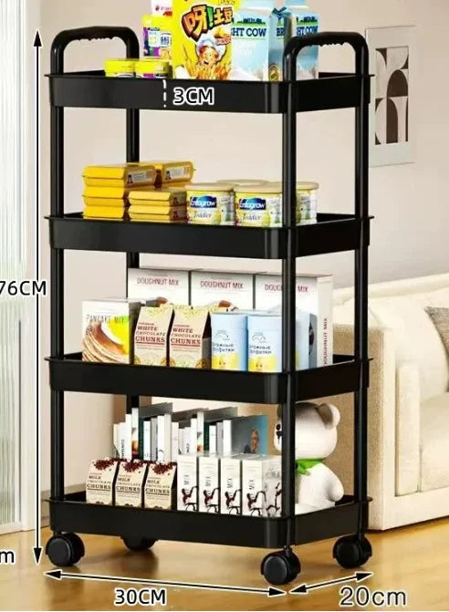 Estante de almacenamiento de carrito pequeño para baño, cocina casera, libro de aperitivos multicapa, móvil con ruedas, estante de almacenamiento de pie