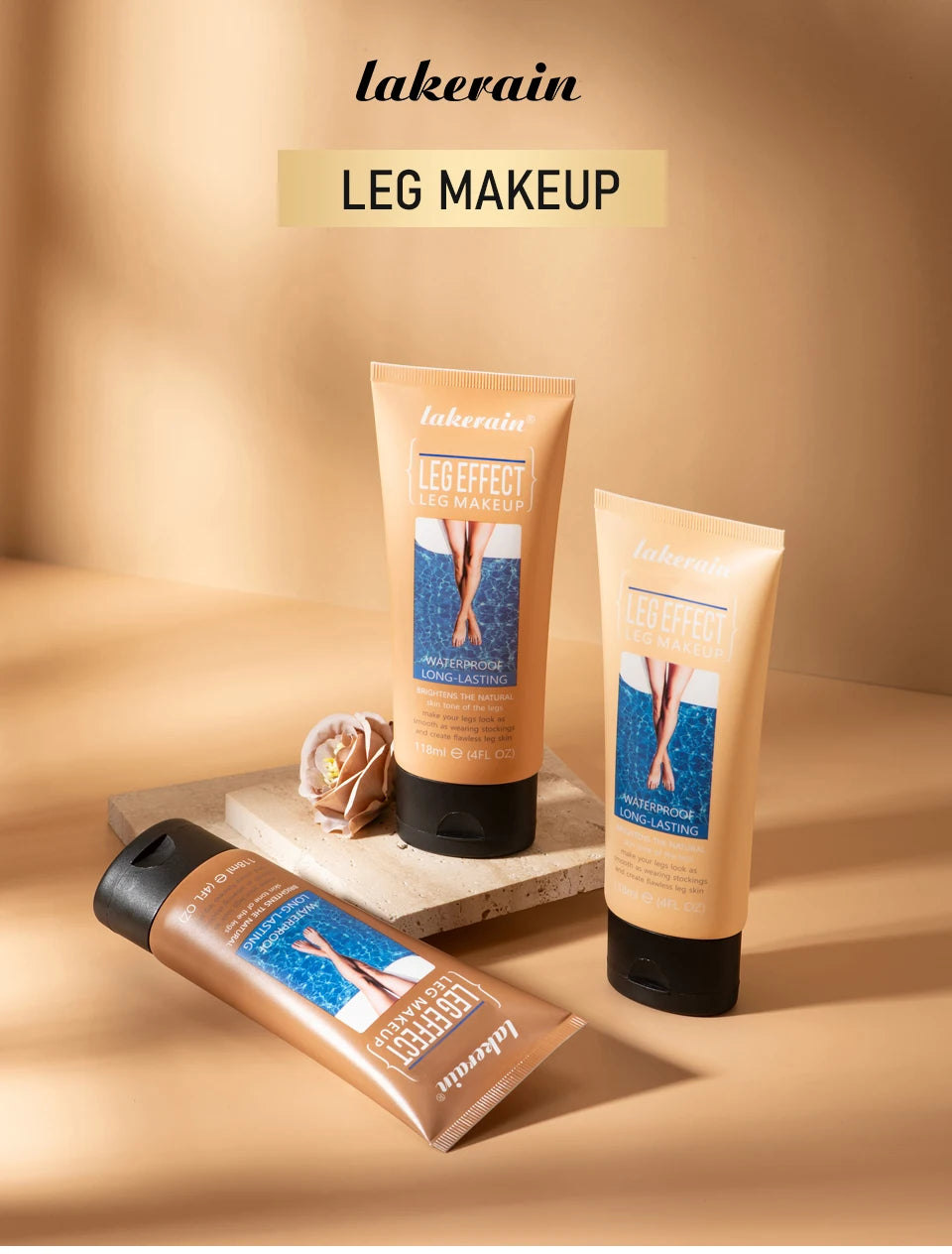 Crema Bronceadora Corporal de 116 ml, Tono Medio, Base de Maquillaje para Piernas con Brocha, Resistente al Agua, Larga Duración, Unifica el Tono de Piel, Maquillaje Corporal