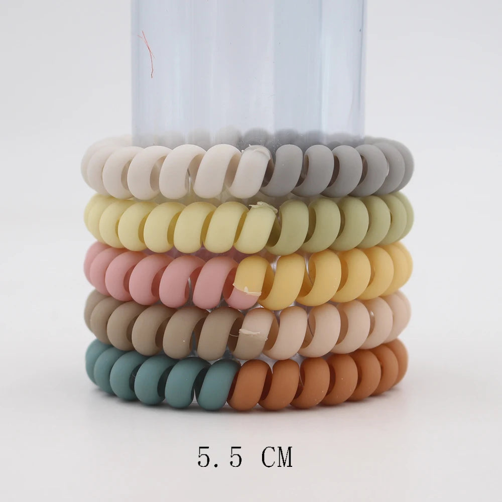 Banda elástica para el cabello, banda para el pelo con cable en espiral esmerilado, lazo para el pelo, Goma elástica para la cabeza, color liso mate, 5 unidades por juego, nueva moda